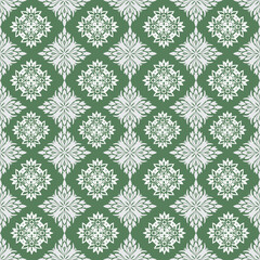 seamless pattern with flowers green and white