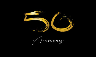 Number 56 Anniversary Handwriting Gold Abstract Logo