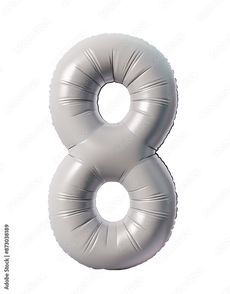 Fototapete ai generated photo with inflatable light gray color number 8. minimalistic balloon isolated on a tra