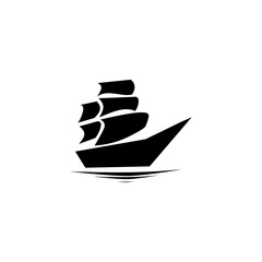 Black ship icon Black ship logo. Vector illustration of a black ship, on a white background.
