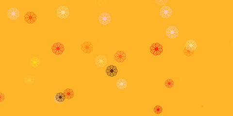 Light Pink, Yellow vector doodle texture with flowers.
