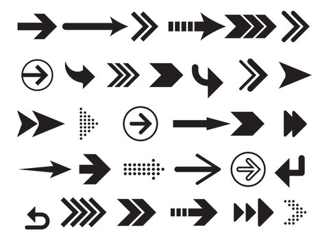 Arrow Clip art Set in Vector on White Background