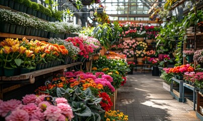 Fototapeta premium Flower Market. Lots of bouquets and different colours all filled with the scent of fresh flowers