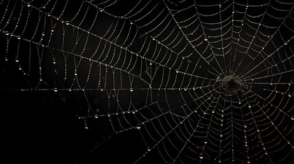 Spiderweb on black darkness background real cobweb