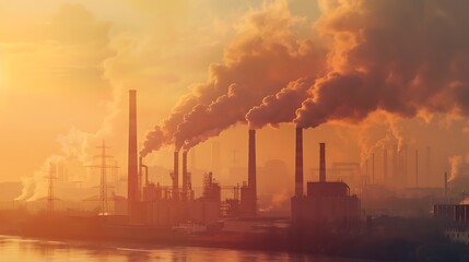 Industrial Complex with Smoke Stacks