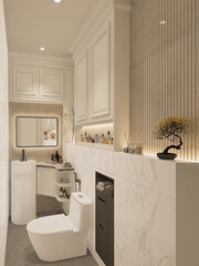 3D Rendering modern bathroom full scene interior design.
