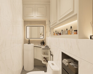3D Rendering modern bathroom full scene interior design.
