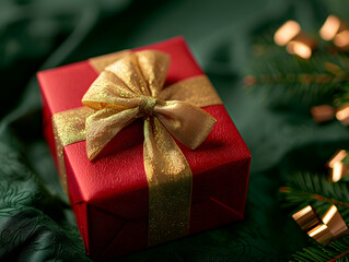 Gift box with ribbon, Holiday theme with decorative background, Elegant wrapped gift box for accessories