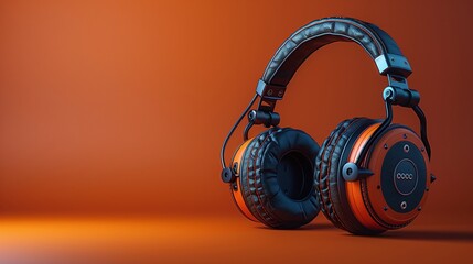 Naklejka premium headphones on a black