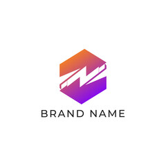 ILLUSTRATION HEXAGON SIMPLE  GRADIENT PURPLE ORANGE COLOR TECH LOGO ICON MODERN SIMPLE TEMPLATE ELEMENT DESIGN VECTOR