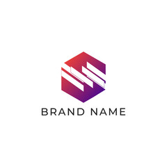 ILLUSTRATION HEXAGON SIMPLE  GRADIENT PURPLE ORANGE COLOR TECH LOGO ICON MODERN SIMPLE TEMPLATE ELEMENT DESIGN VECTOR