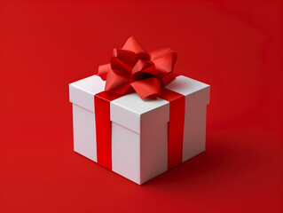 Obraz premium Gift box with ribbon, Holiday theme with decorative background, Elegant wrapped gift box for accessories