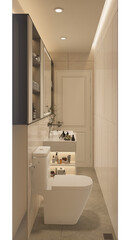 3D Rendering modern bathroom full scene interior design.
