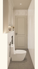 3D Rendering modern bathroom full scene interior design.
