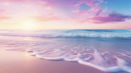 beautiful dawn over a sandy beach and ocean