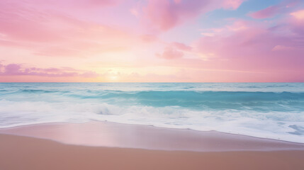 beautiful dawn over a sandy beach and ocean