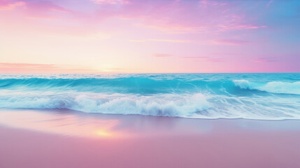 Obraz premium beautiful dawn over a sandy beach and ocean