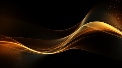 Abstract Golden Waves on a Black Background with Dynamic Motion