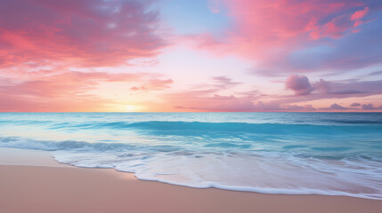 beautiful dawn over a sandy beach and ocean