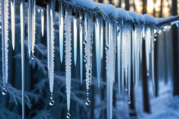 snowflakes landing gently on delicate icicles