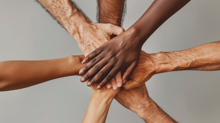 Fototapeta premium A group of people holding hands in a circle.