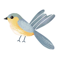 Watercolor illustration of a cute little bird isolated on white background.