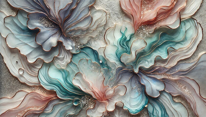 elegant abstract watercolor painting with gold accents and flowing colors