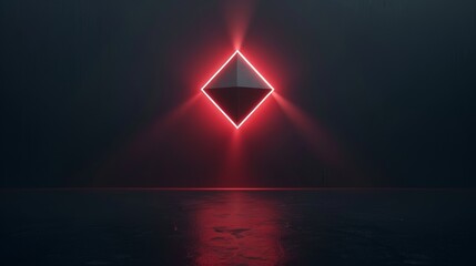 Fototapeta premium AI Super Computer Droid with Glowing Lens Flare, abstract alien tetrahedron 3D illustration 3D render