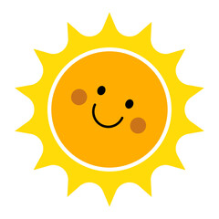 Smiling sun. Cute sun element. Easy editable vector design.