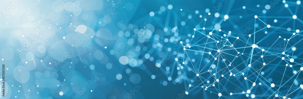 Poster big data visualization. glowy dots and lines on digital background. 3d rendering