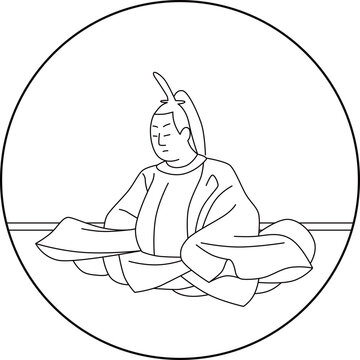 recommend clip art: 線画円形百人一首　貞信公
