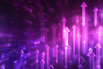 Three-dimensional rendering of upward-pointing arrows with a digital background, indicating growth or progress.