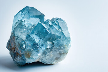 Obraz premium Large aquamarine crystal with multiple terminations, resting on a white background