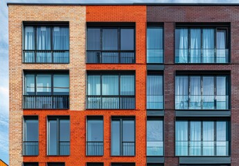 Fototapeta premium Building with a concrete and glass facade in modern architecture