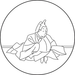 線画円形百人一首　中納言兼輔