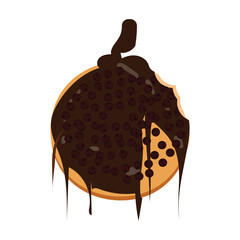 Bitten and half eaten donuts, doughnut pieces. Dessert doughnut bitten. Sweet cake Icon vector illustration design of cartoon food. Circle doughnut with glazed and cream. Set of half and bite of cake