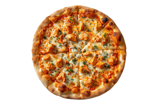 Buffalo chicken pizza isolated on transparent background