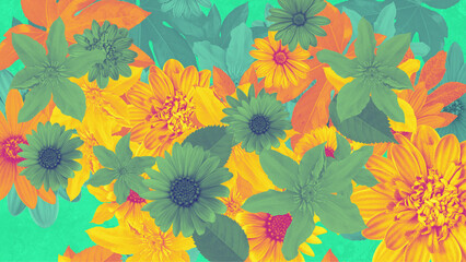 A beautifully detailed looping background of moving layers of lush flowers.
