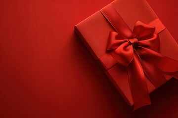 Gift boxes on a red background. Christmas, birthday, valentine Top view with copy space.