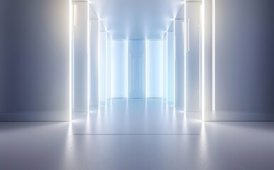 Futuristic Corridor with Neon Lights