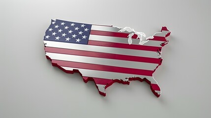 Usa map illustration with flag design. 