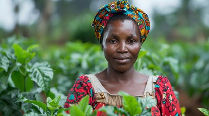 Fototapeta premium A farmer standing amidst lush green crops, symbolizing the contribution to economic growth and job creation in the agricultural sector.