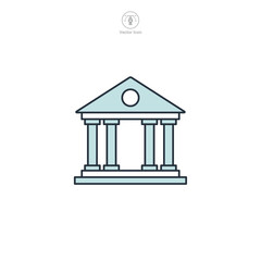 Bank building Icon. Business Financial theme symbol vector illustration isolated on white background