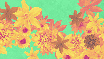A beautifully detailed looping background of moving layers of lush flowers.