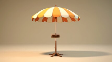 Orange and White Striped Patio Umbrella