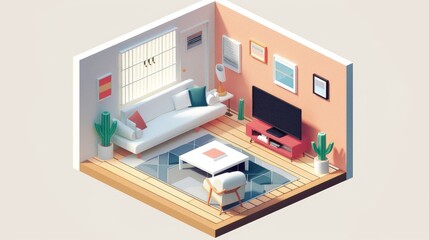 Modern Art Isometric Interior, an art museum. Room with artwork and visitors.