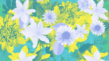 A beautifully detailed looping background of moving layers of lush flowers.