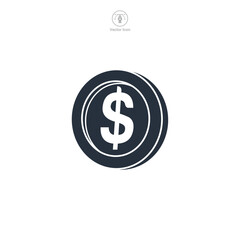 Dollar Sign Coin Icon. Business Financial theme symbol vector illustration isolated on white background