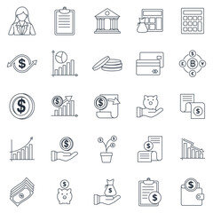 Business Financial set, Included icons as Calculator, Graph, Money, Investment and more symbols collection, logo isolated vector illustration