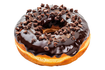 Chocolate frosted donuts isolated on transparent background